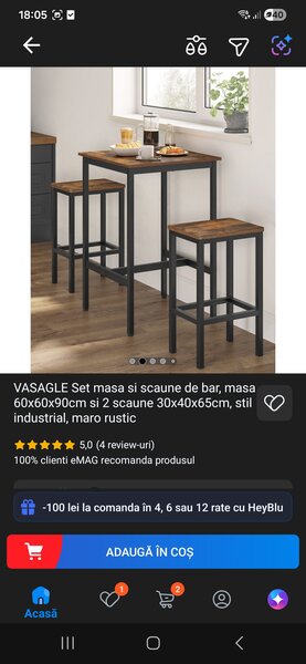 Vand canapea extensibila, dulap haine, biblioteca, comoda, set masa+scaune